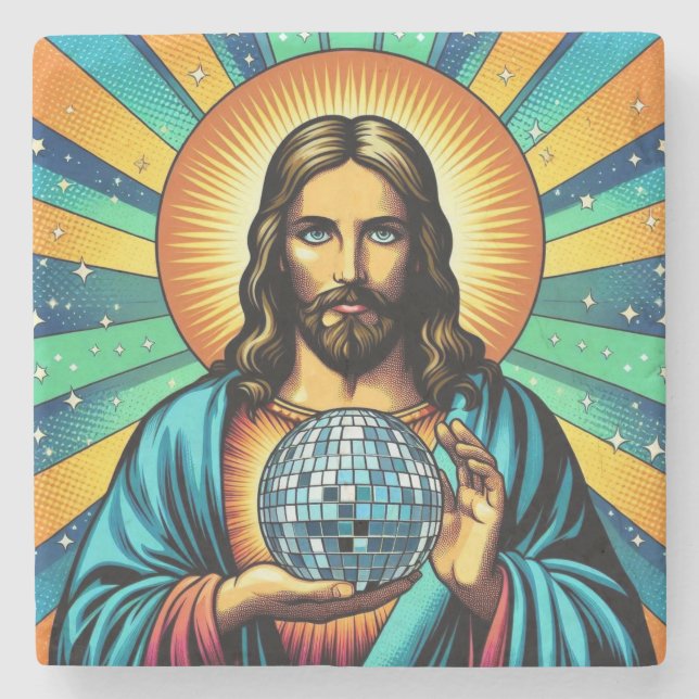 Jesus disco coasters! stone coaster (Front)