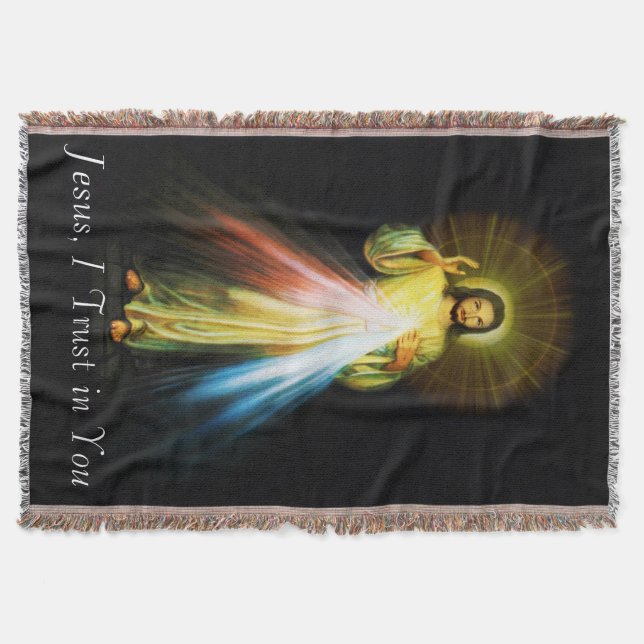 Jesus Divine Mercy Tapiz Throw Blanket (Front)