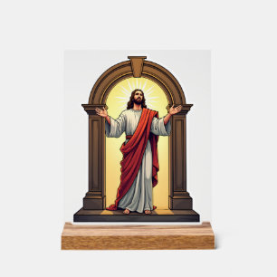 Jesus Doorway Light Vintage Engraving Shirt Acrylic Sign