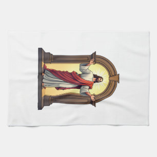 Jesus Doorway Light Vintage Engraving Shirt Tea Towel