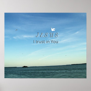 Jesus & Dove in Tranquil Sky Scene Poster
