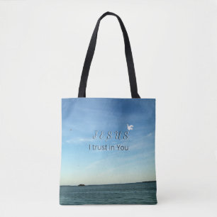 Jesus & Dove Peaceful Sky Artwork Tote Bag