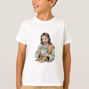 Jesus Drinking Matcha Drink Christian T-Shirt