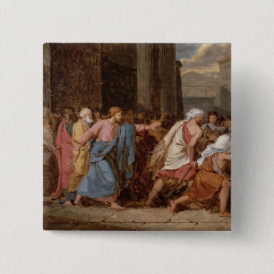 Jesus Driving the Merchants from the Temple 15 Cm Square Badge