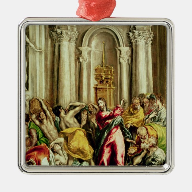 Jesus Driving the Merchants from the Temple Metal Tree Decoration (Front)