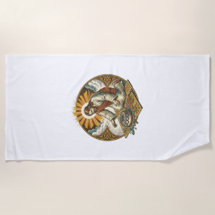 Jesus Dropped Birthday Cake Face Down Kitchen Floo Beach Towel
