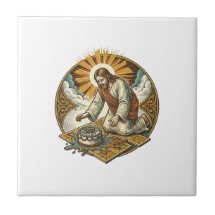 Jesus Dropped Birthday Cake Face Down Kitchen Floo Tile