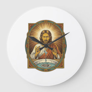 Jesus Dropped Contact Lens Bathroom Sink Drain Bli Large Clock