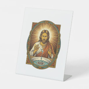 Jesus Dropped Contact Lens Bathroom Sink Drain Bli Pedestal Sign