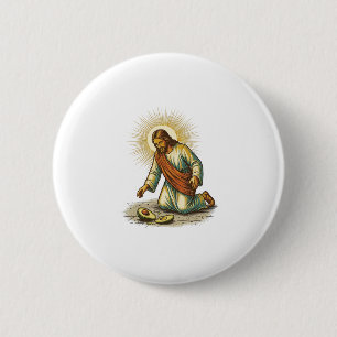 Jesus Dropped Fresh Sliced Avocado Floor Tragic Fo 6 Cm Round Badge