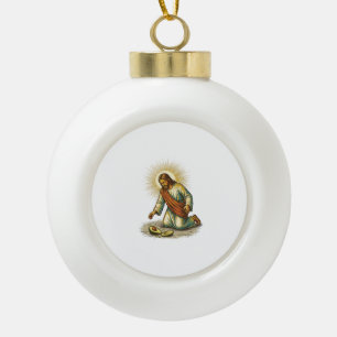 Jesus Dropped Fresh Sliced Avocado Floor Tragic Fo Ceramic Ball Christmas Ornament