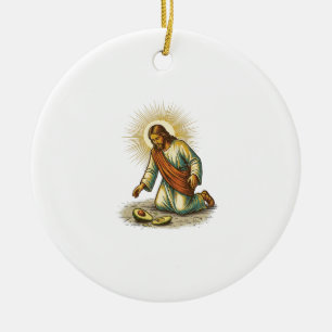 Jesus Dropped Fresh Sliced Avocado Floor Tragic Fo Ceramic Tree Decoration