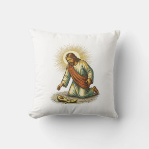 Jesus Dropped Fresh Sliced Avocado Floor Tragic Fo Cushion