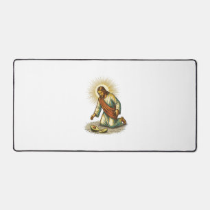 Jesus Dropped Fresh Sliced Avocado Floor Tragic Fo Desk Mat