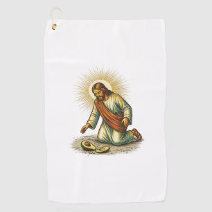 Jesus Dropped Fresh Sliced Avocado Floor Tragic Fo Golf Towel
