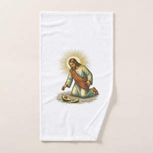 Jesus Dropped Fresh Sliced Avocado Floor Tragic Fo Hand Towel