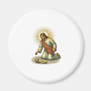 Jesus Dropped Fresh Sliced Avocado Floor Tragic Fo Magnet