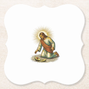Jesus Dropped Fresh Sliced Avocado Floor Tragic Fo Paper Coaster