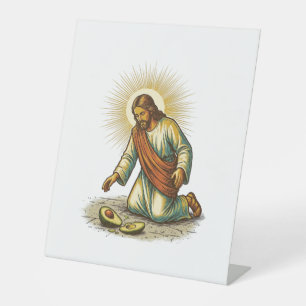 Jesus Dropped Fresh Sliced Avocado Floor Tragic Fo Pedestal Sign