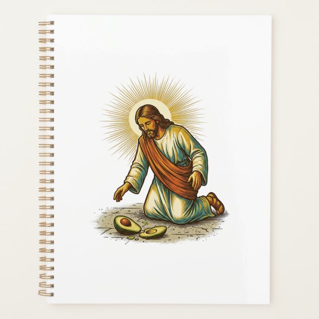 Jesus Dropped Fresh Sliced Avocado Floor Tragic Fo Planner (Front)