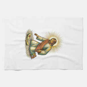 Jesus Dropped Fresh Sliced Avocado Floor Tragic Fo Tea Towel