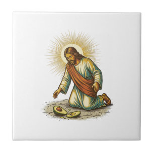 Jesus Dropped Fresh Sliced Avocado Floor Tragic Fo Tile