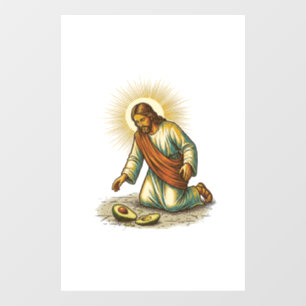 Jesus Dropped Fresh Sliced Avocado Floor Tragic Fo Window Cling