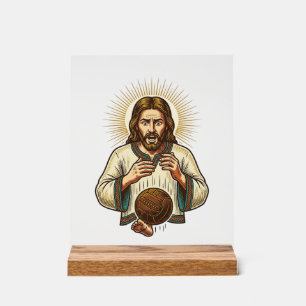 Jesus Dropped Heavy Medicine Ball Toe Pain Gym Hum Acrylic Sign