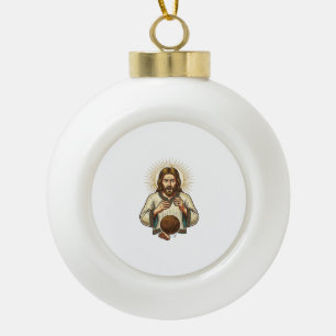 Jesus Dropped Heavy Medicine Ball Toe Pain Gym Hum Ceramic Ball Christmas Ornament
