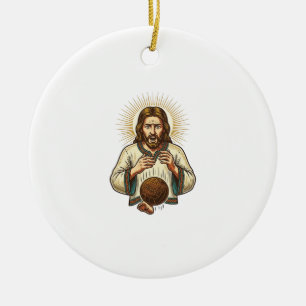Jesus Dropped Heavy Medicine Ball Toe Pain Gym Hum Ceramic Tree Decoration