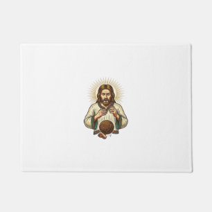 Jesus Dropped Heavy Medicine Ball Toe Pain Gym Hum Doormat