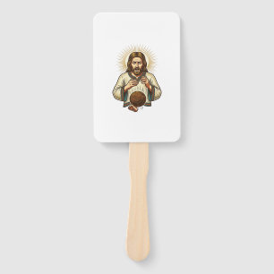 Jesus Dropped Heavy Medicine Ball Toe Pain Gym Hum Hand Fan