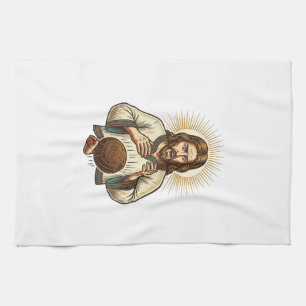 Jesus Dropped Heavy Medicine Ball Toe Pain Gym Hum Tea Towel