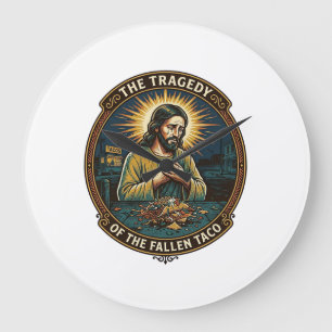 Jesus Dropped Late Night Taco Street Food Drunk Hu Large Clock
