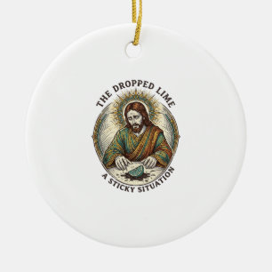 Jesus Dropped Lime Wedge Dirty Floor Tequila Party Ceramic Tree Decoration