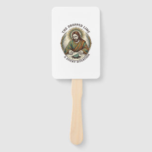 Jesus Dropped Lime Wedge Dirty Floor Tequila Party Hand Fan