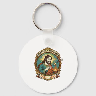 Jesus Dropped Marshmallow Campfire Party Fail Humo Key Ring
