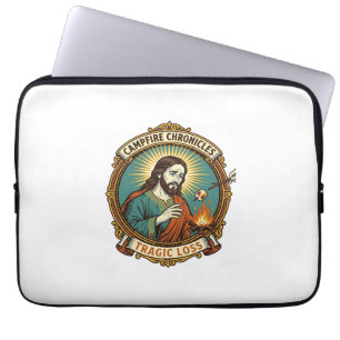 Jesus Dropped Marshmallow Campfire Party Fail Humo Laptop Sleeve