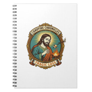 Jesus Dropped Marshmallow Campfire Party Fail Humo Notebook