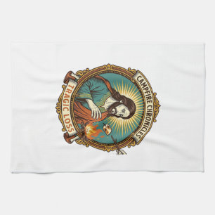 Jesus Dropped Marshmallow Campfire Party Fail Humo Tea Towel