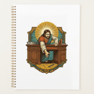 Jesus Dropped Pen Behind Heavy Desk Clumsy Humor_1 Planner