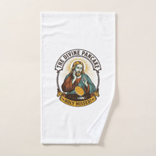 Jesus Dropped Perfect Pancake Flipping Missed Pan Hand Towel