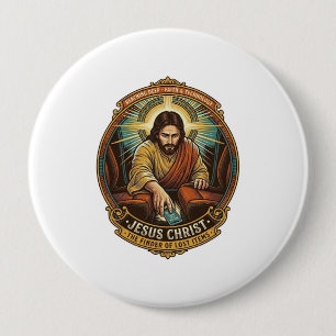 Jesus Dropped Phone Between Car Seats Black Hole H 10 Cm Round Badge
