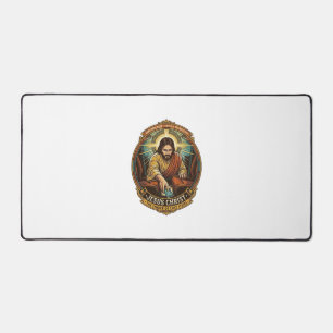 Jesus Dropped Phone Between Car Seats Black Hole H Desk Mat