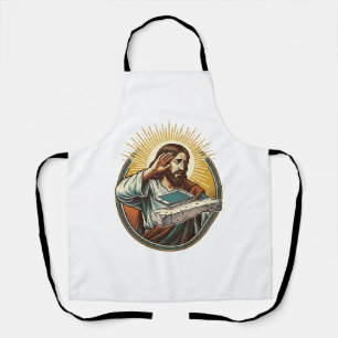 Jesus Dropped Phone Face Flat Concrete Panic Scree Apron