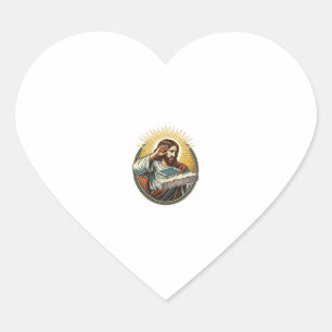 Jesus Dropped Phone Face Flat Concrete Panic Scree Heart Sticker