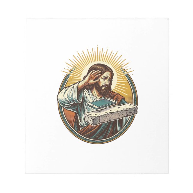 Jesus Dropped Phone Face Flat Concrete Panic Scree Notepad (Front)