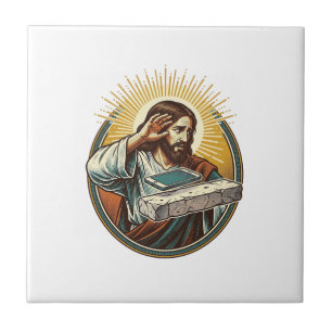 Jesus Dropped Phone Face Flat Concrete Panic Scree Tile