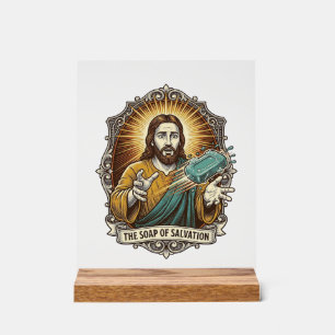 Jesus Dropped Slippery Soap Shower Clumsy Bathroom Acrylic Sign