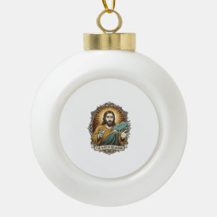 Jesus Dropped Slippery Soap Shower Clumsy Bathroom Ceramic Ball Christmas Ornament